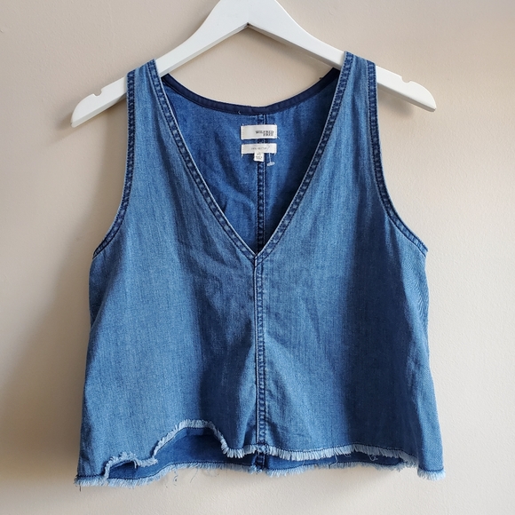 Wilfred Free soft denim top with rough bottom crop XS - Picture 10 of 10